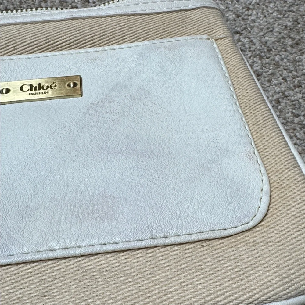Chloé Parfums Beige Canvas Cosmetic Pouch Makeup Bag GWP